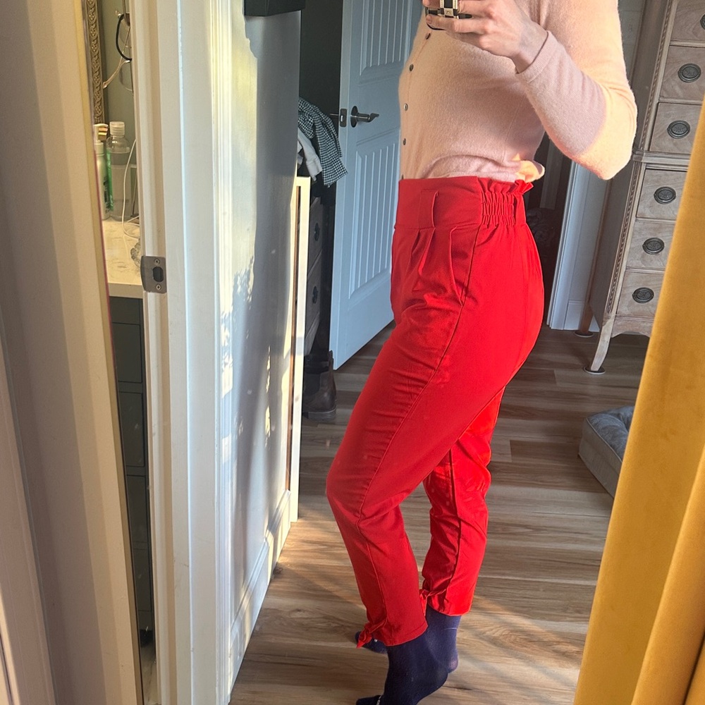 Grace Karin Vibrant Red Ankle Pants